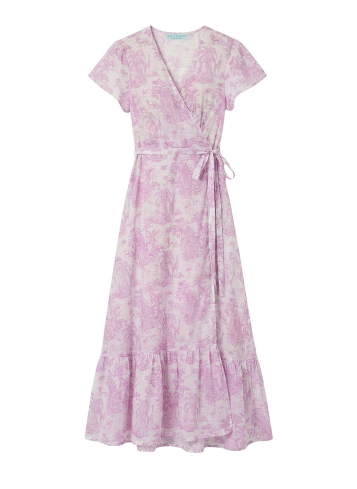 Dresses Marie Raxevsky Cotton Long Wrap Dress Jungle Lilac Apoella