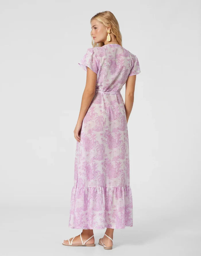 Dresses Marie Raxevsky Cotton Long Wrap Dress Jungle Lilac Apoella