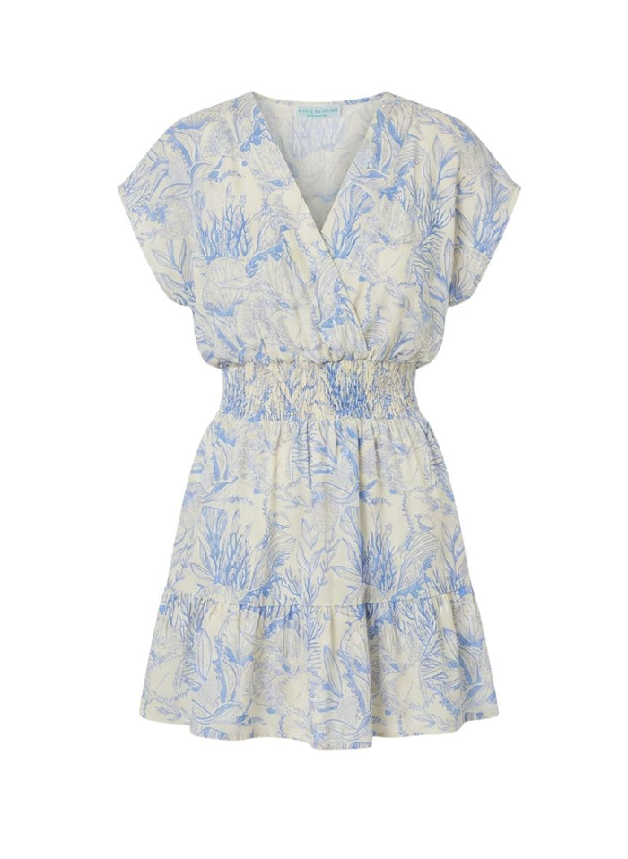 Dresses Marie Raxevsky Cotton Short Wrap Dress Dress Thalassa Blue Apoella