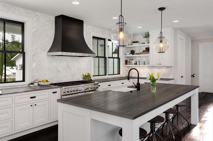 Retique It Harbor Gray countertop kit for kitchen island with a grained stain finish, ideal for kitchen remodels and enhancements.