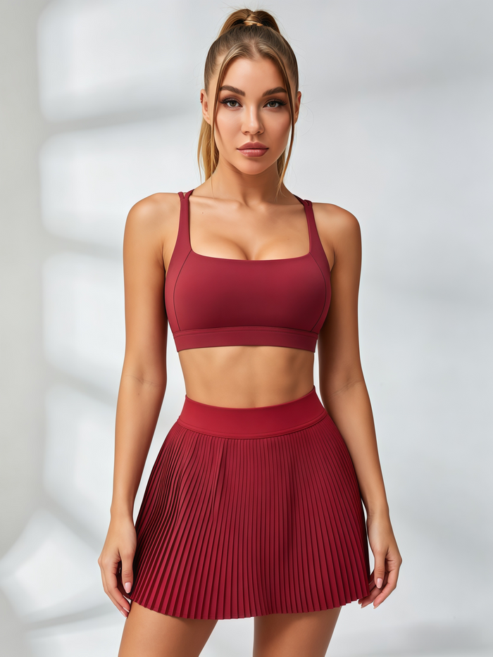Crisscross-Back Pleated Tennis Set