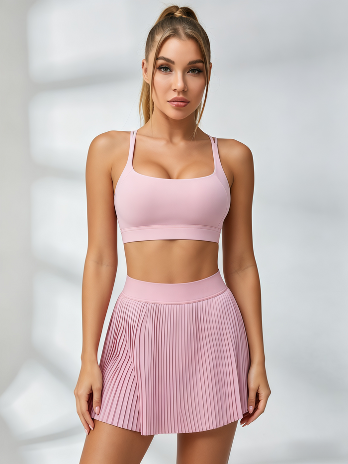 Crisscross-Back Pleated Tennis Set