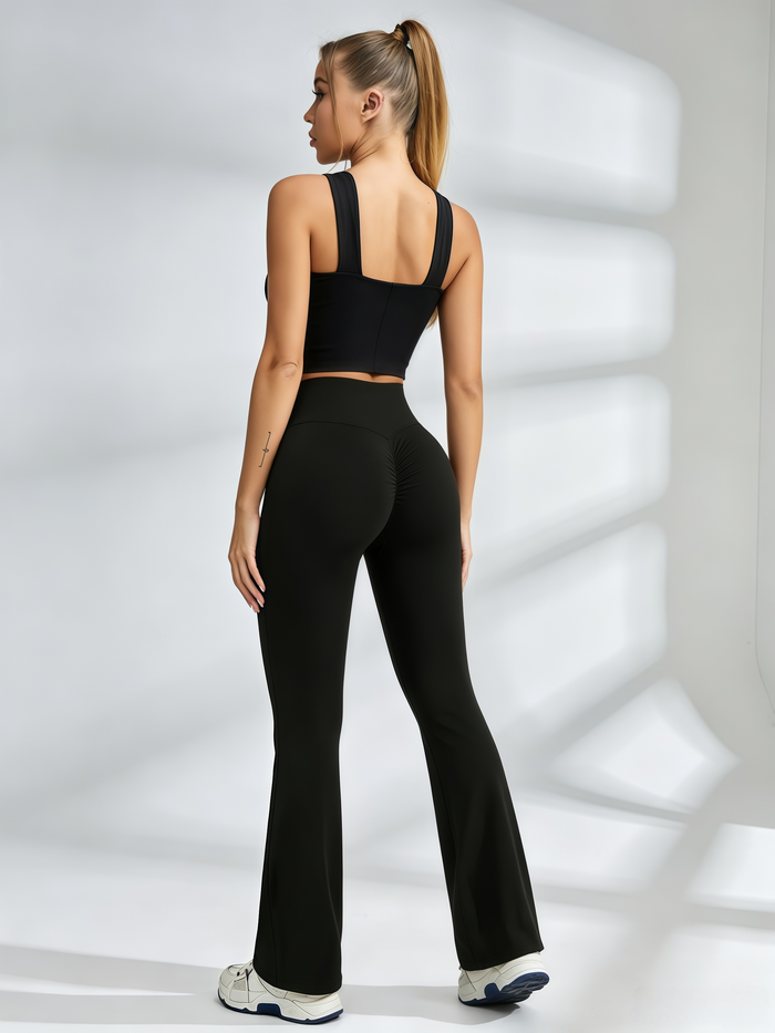 Crisscross Halter Crop Top & Flare Leggings Set