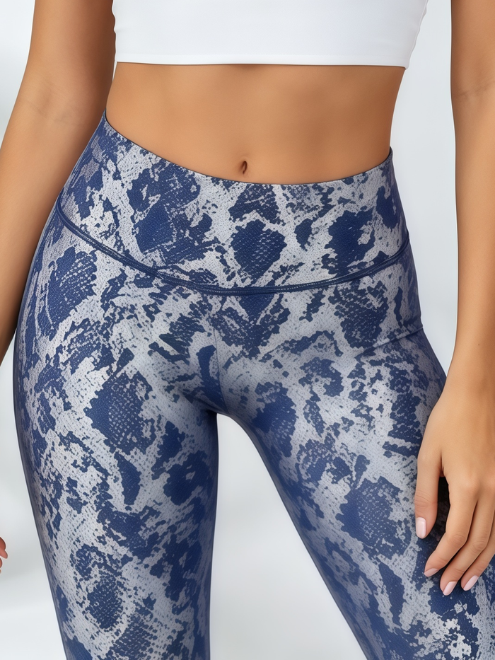 Crisscross Halter Top & Metallic Snake-Print Leggings Set