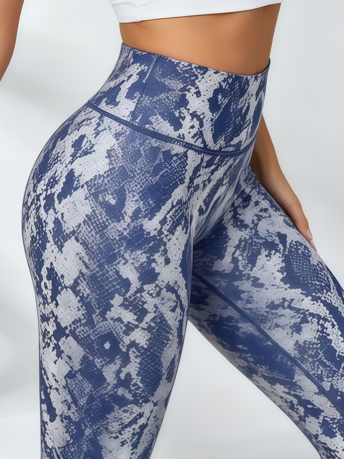 Crisscross Halter Top & Metallic Snake-Print Leggings Set