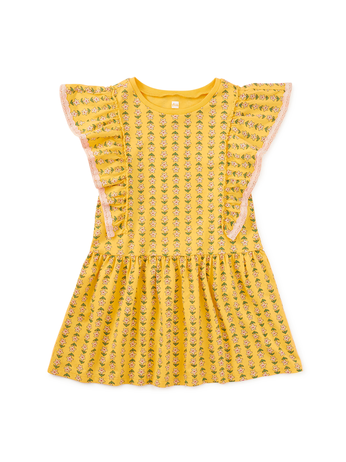 Crochet Trim Ruffle Dress