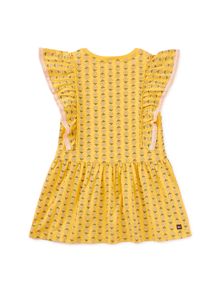 Crochet Trim Ruffle Dress