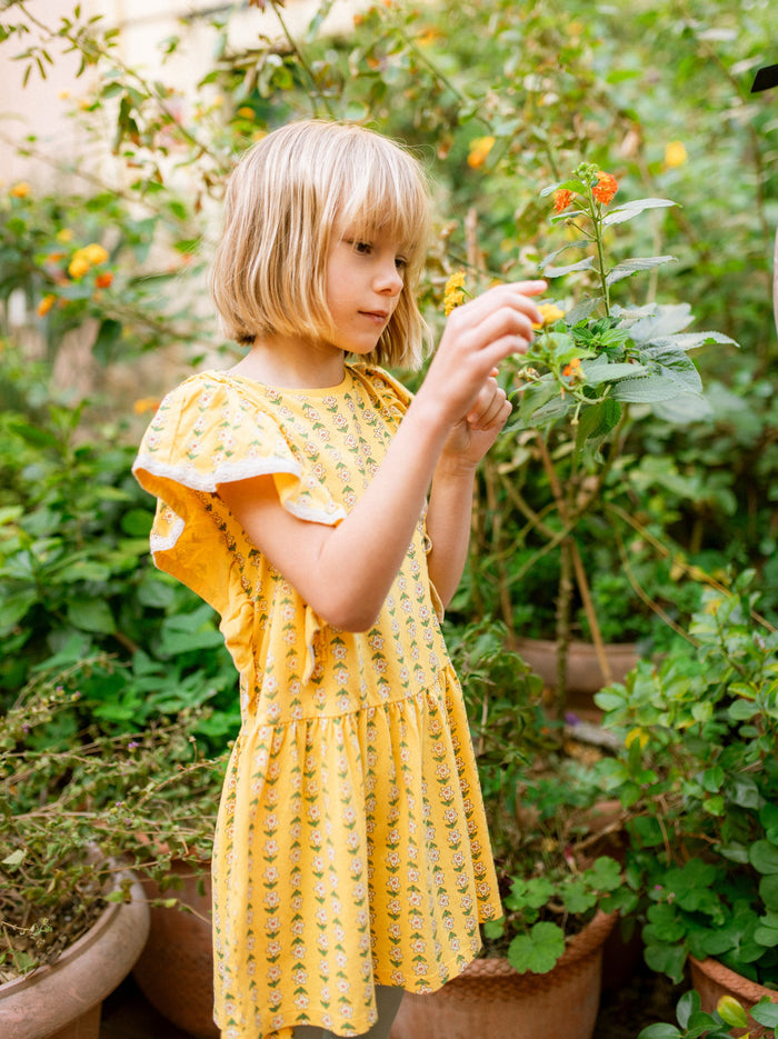 Crochet Trim Ruffle Dress