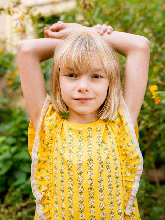 Crochet Trim Ruffle Dress