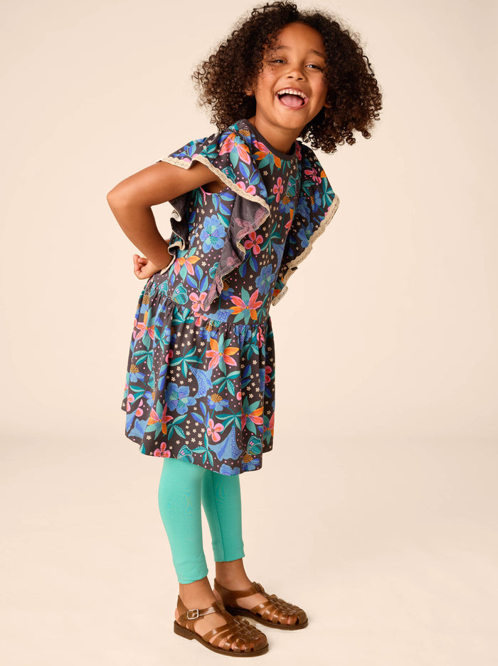 Crochet Trim Ruffle Dress