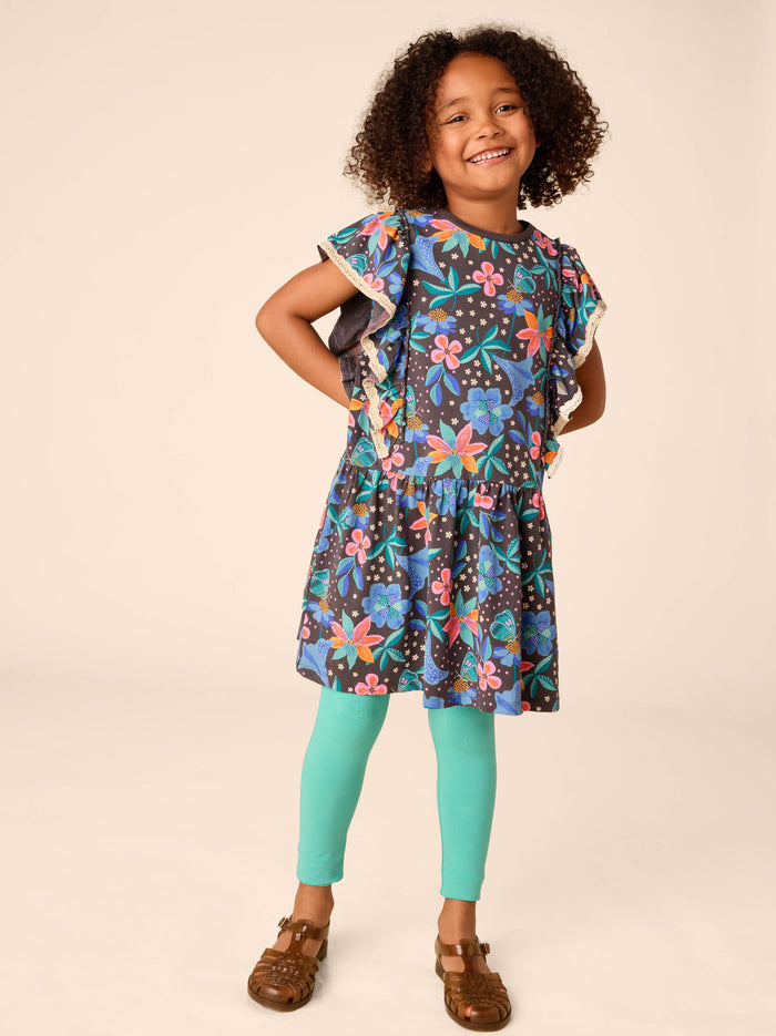 Crochet Trim Ruffle Dress