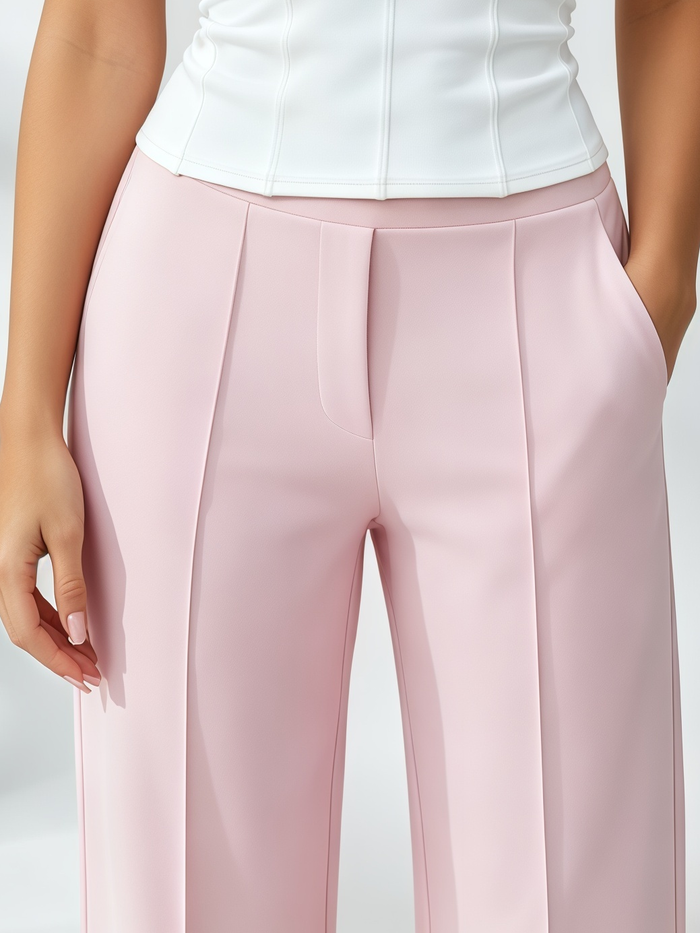 Cross‑Back Corset‑Seam Tank Top & High‑Waisted Wide‑Leg Pants Set