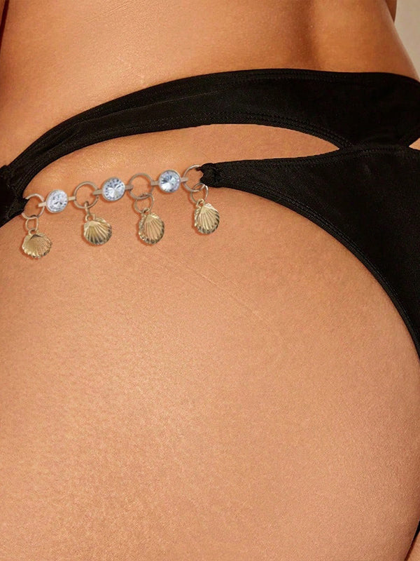 Crystal Tassel Shell Hollow Out Panties