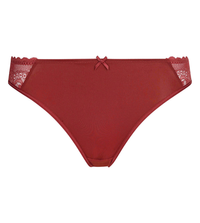 Culotte femme dentelle et résille florale Rouge Marronné Dim Féminine