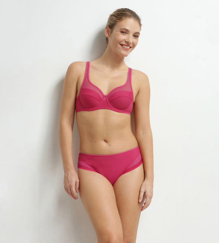 Culotte femme microfibre et tulle framboise Dim Generous