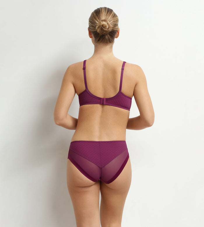 Culotte femme microfibre et tulle pois bordeaux Dim Generous