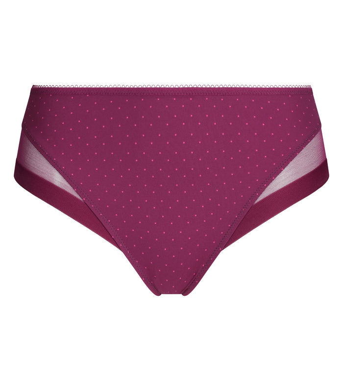 Culotte femme microfibre et tulle pois bordeaux Dim Generous