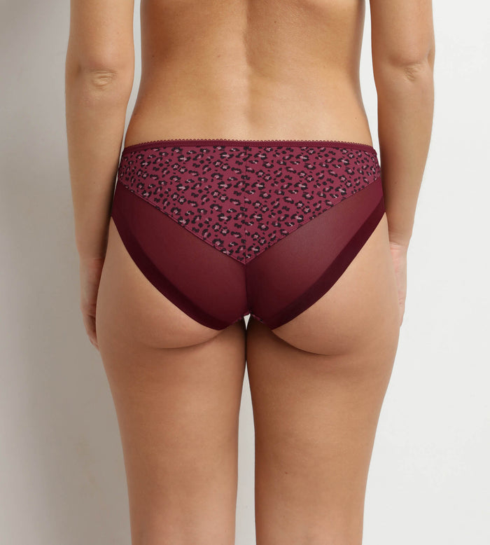 Culotte femme microfibre et tulle rouge marron Dim Generous