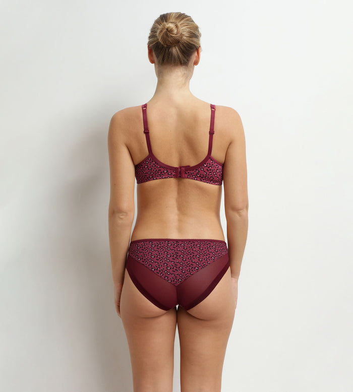 Culotte femme microfibre et tulle rouge marron Dim Generous