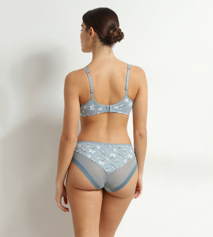 Culotte femme microfibre et tulle Sauge fleurie Dim Generous