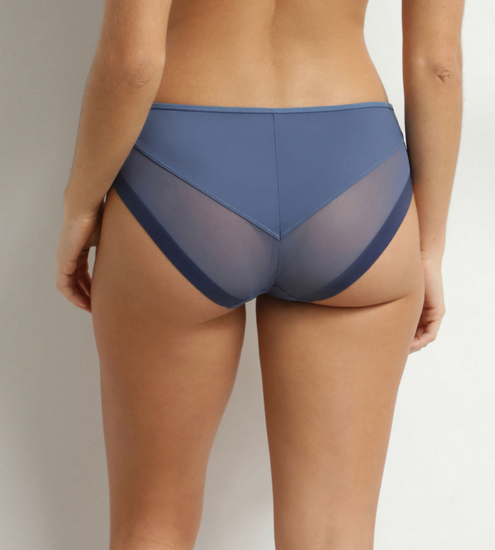 Culotte femme semi-transparente en microfibre bleue Dim Generous