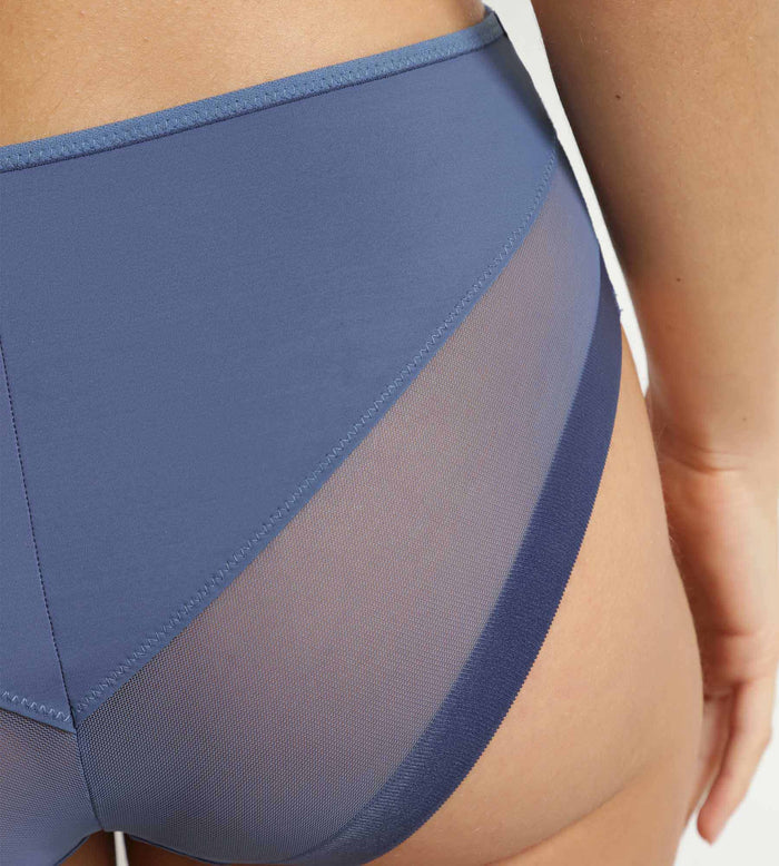 Culotte femme semi-transparente en microfibre bleue Dim Generous