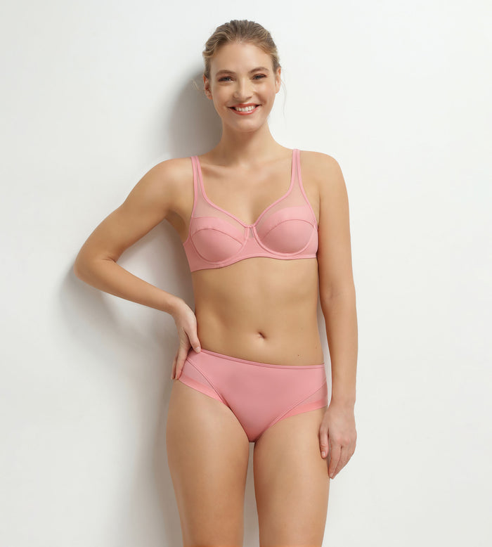 Culotte femme semi-transparente en microfibre rose Dim Generous