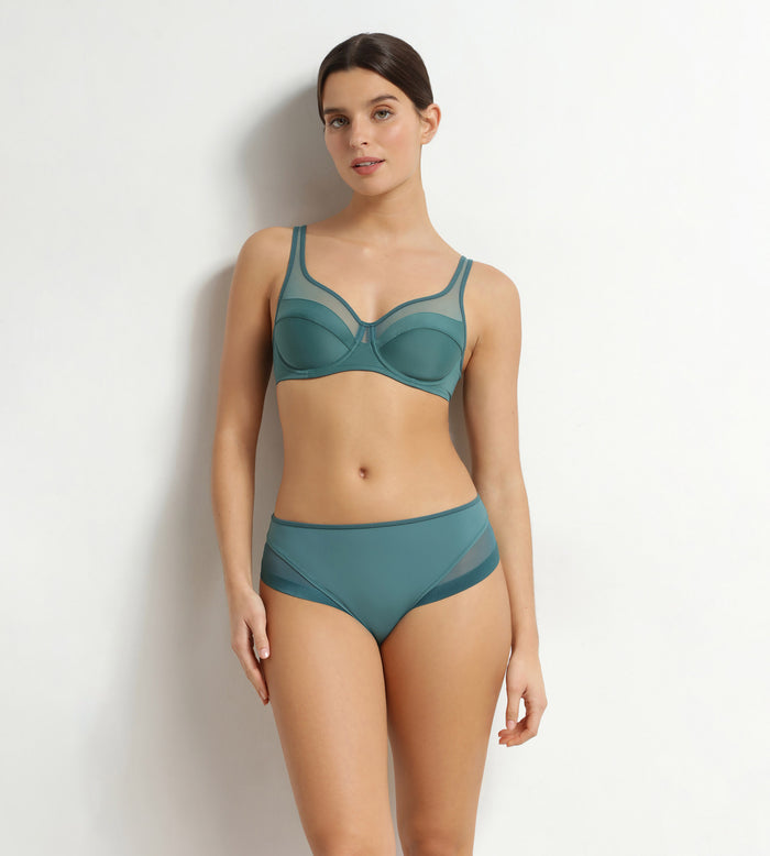 Culotte femme semi-transparente en microfibre verte Dim Generous