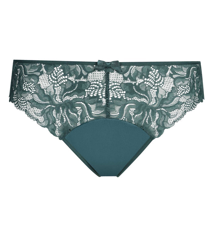 Culotte femme verte en microfibre et dentelle Generous Essentiel