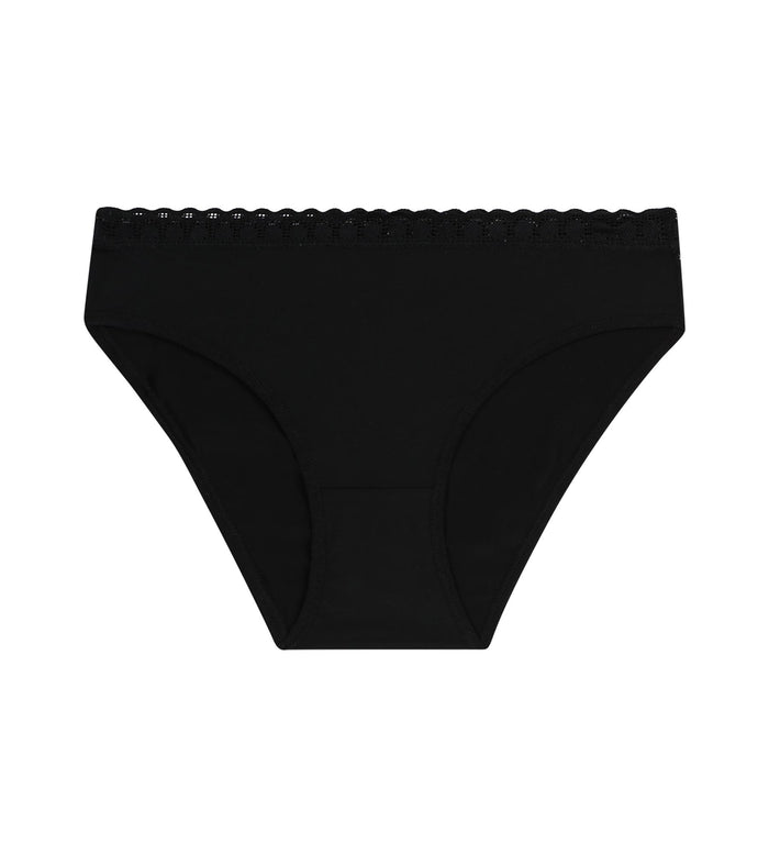 Culotte fille en microfibre et dentelle Noire Daily
