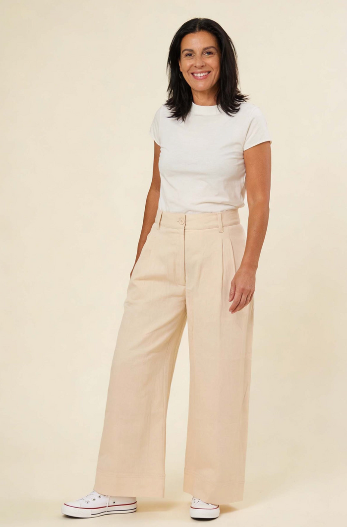 Culotte-Hose Eden mit Leinen, Sand/Beige, Plus Size
