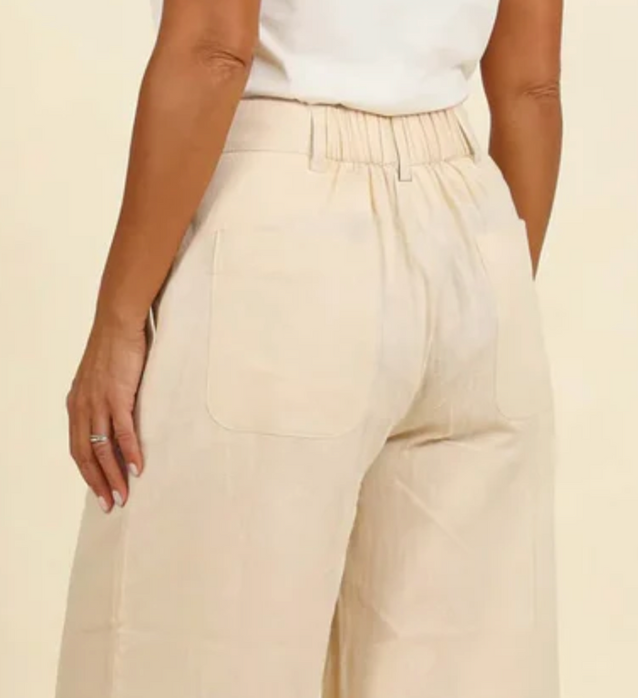 Culotte-Hose Eden mit Leinen, Sand/Beige, Plus Size