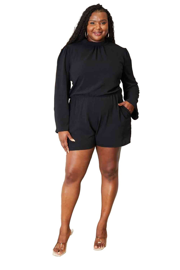 Culture Code Full Size Open Back Romper with Pockets