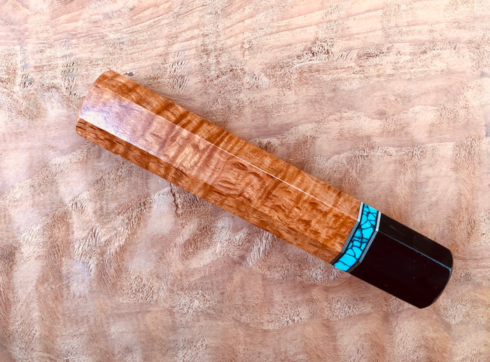 Custom Japanese Knife Handle - Boluke, turquoise and Horn