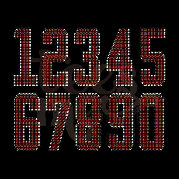 Custom Rhinestone Text Rhinestone Transfer - 12" Athletic Numbers - Two Color