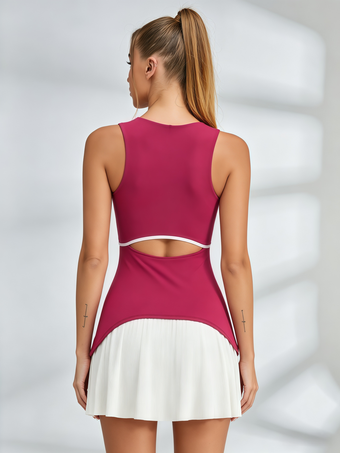 Cutout-Back Color-Block Tennis Dress