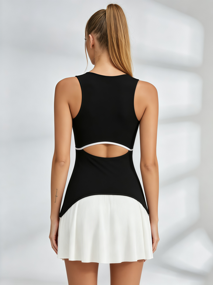 Cutout-Back Color-Block Tennis Dress