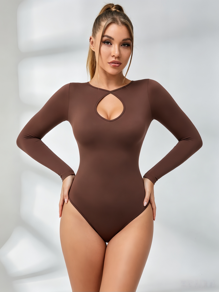 Cutout Seamless Long-Sleeve Sexy Tight Shapewear Bodysuits