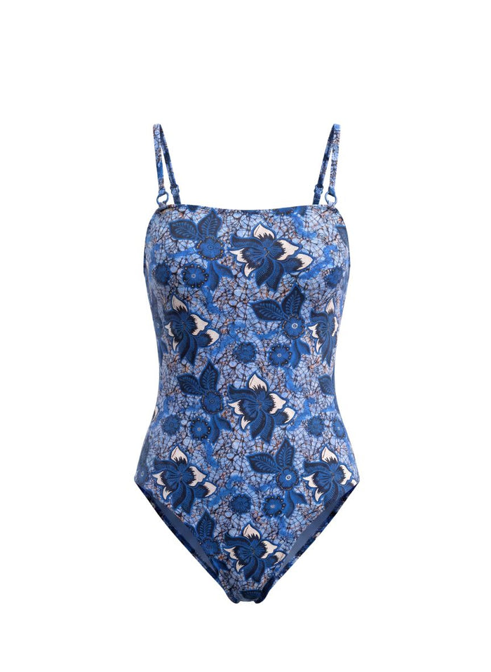 One-Piece Emmanuela Swimwear Daisy Strap One Piece Blue Floral Apoella