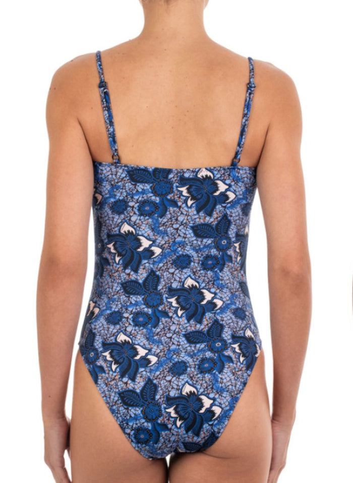 One-Piece Emmanuela Swimwear Daisy Strap One Piece Blue Floral Apoella
