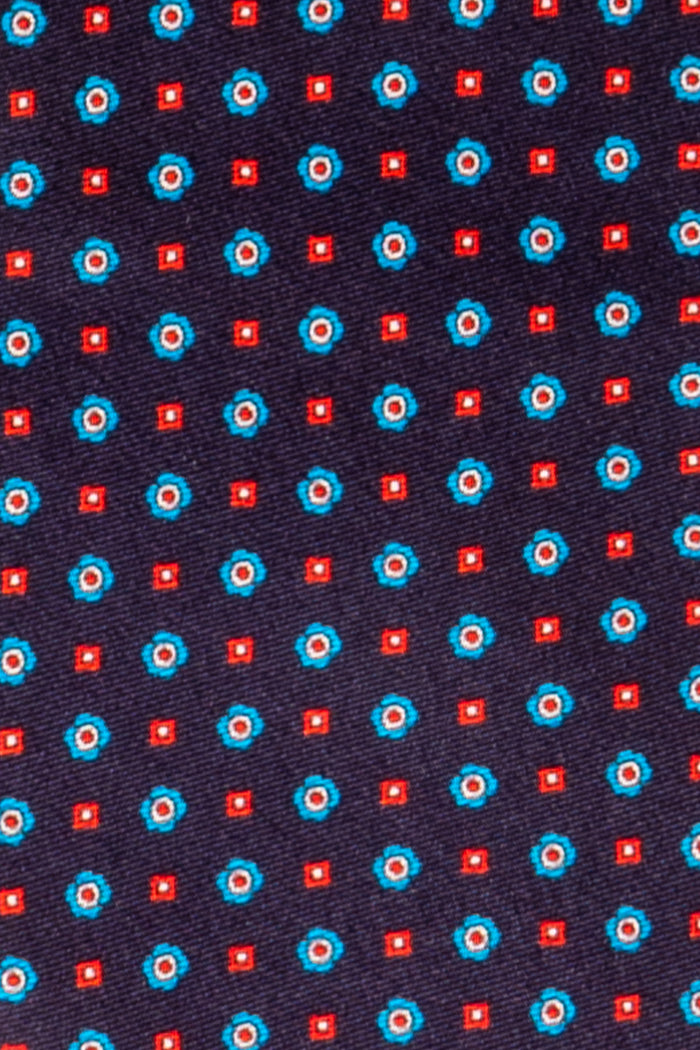 Dark Navy Geometric Pattern Silk Tie with sophisticated design, perfect for weddings and smart occasions.