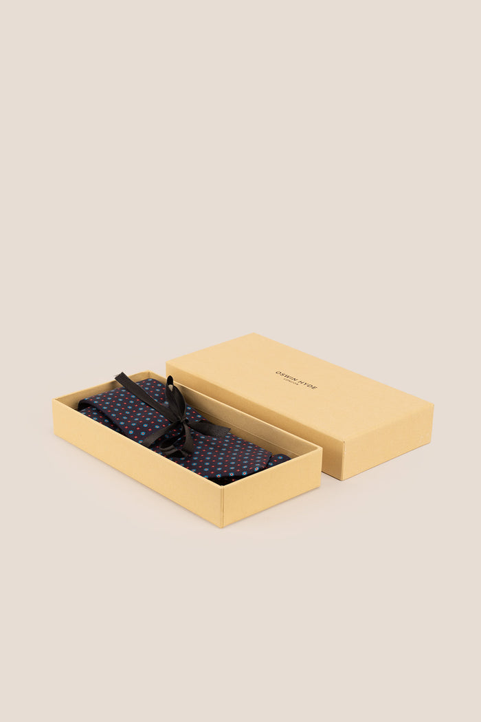 Dark Navy Geometric Pattern Silk Tie with sophisticated design, perfect for weddings and smart occasions.