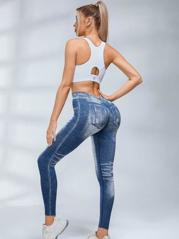 Blue / S / Leggings+Bras