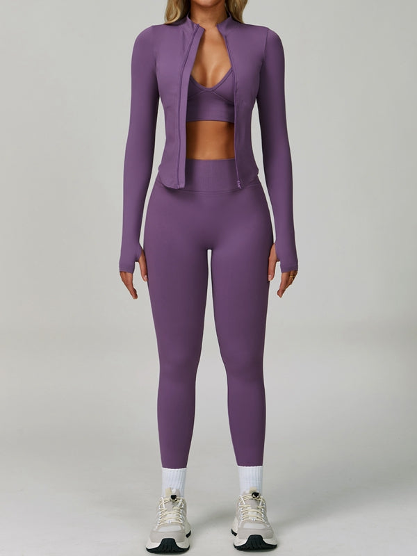 Purple / S / Bras+Shorts+Jacket