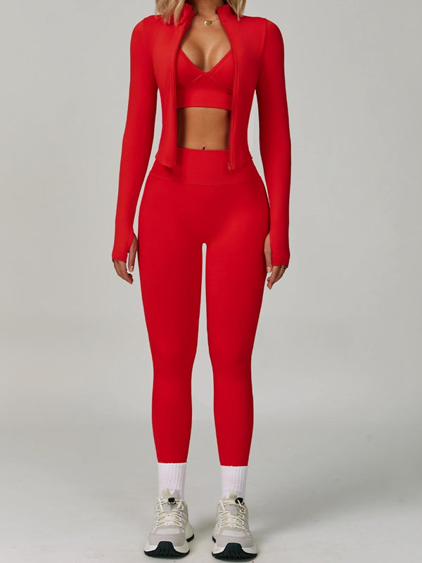 Red / S / Bras+Shorts+Jacket