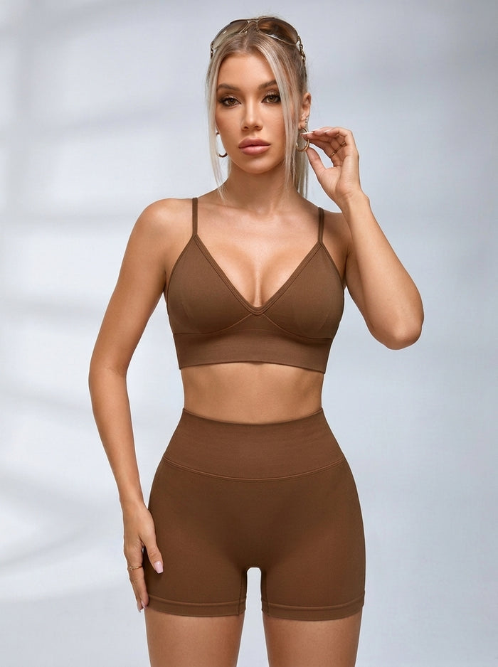 Deep V Collar Backless Sports Bras