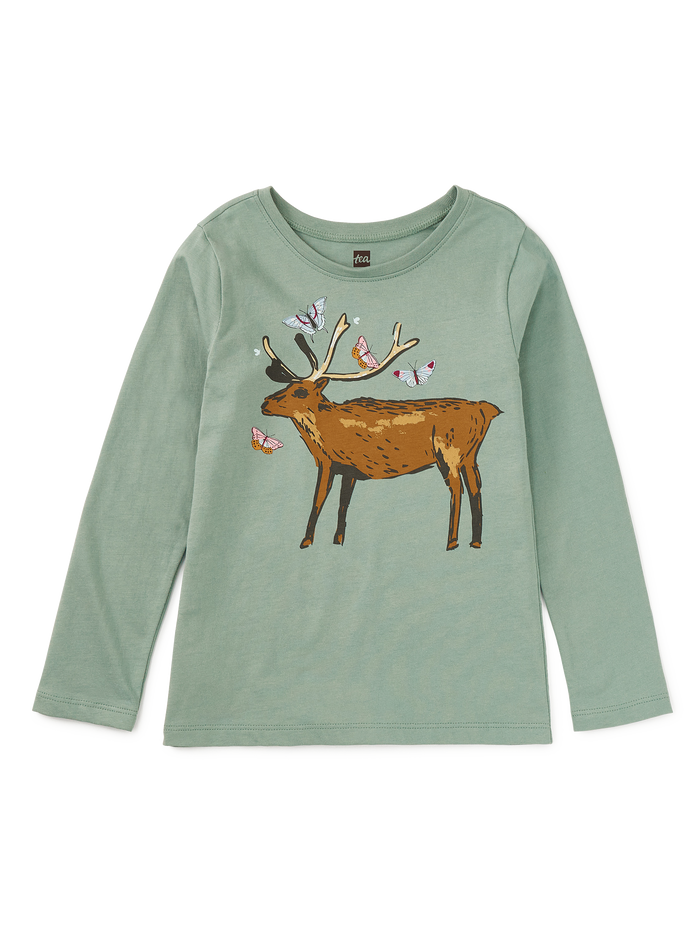 Deer And Butterflies Graphic Tee