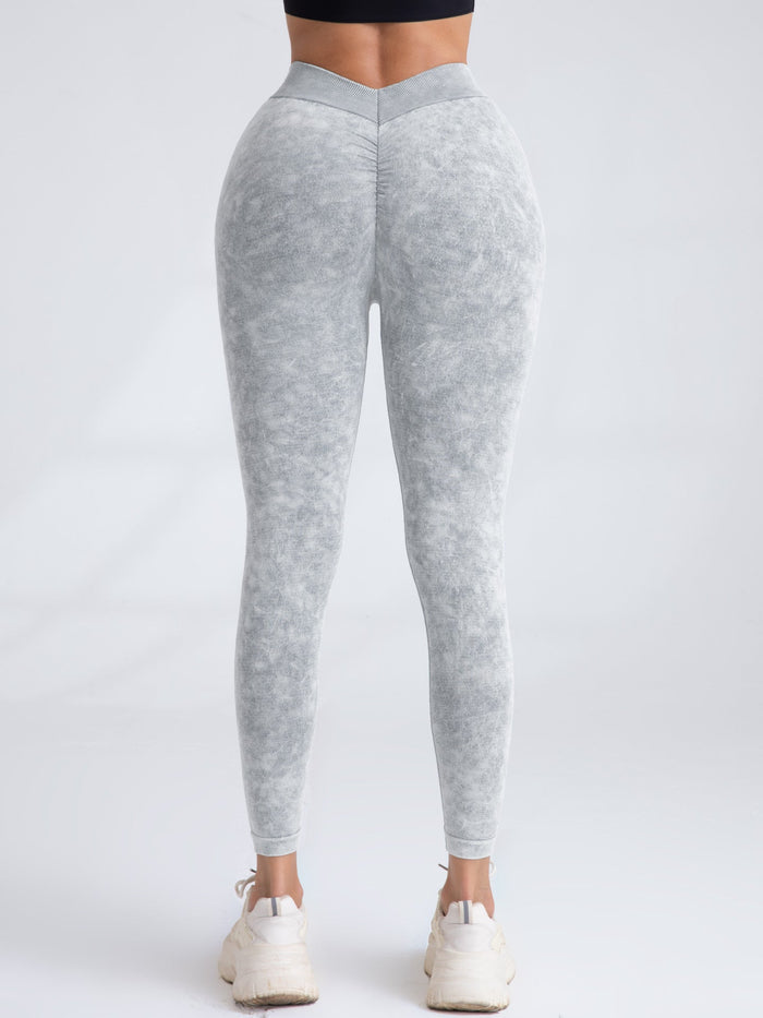 Denim Deep V Back Scrunch Bum Leggings