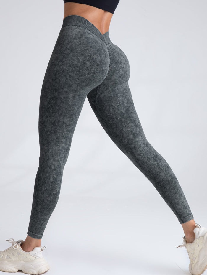 Denim Deep V Back Scrunch Bum Leggings