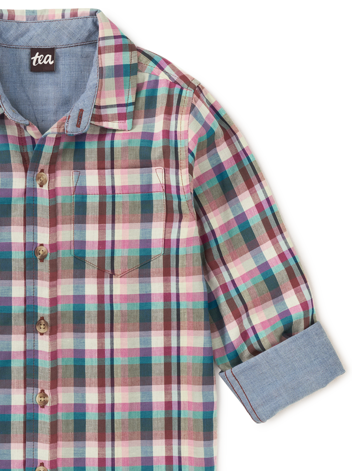 Double Weave Plaid Button Up